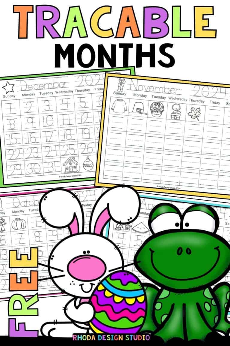 Free Traceable Calendar Pages: Months of the Year Worksheets
