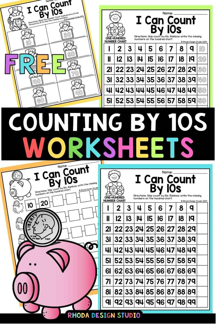 Free Math Worksheets for Pre-K, Kindergarten and First! There are plenty of free of printable worksheets available for any child's grade level. Skip counting by 10’s worksheets for quick and easy math lessons and assessments.