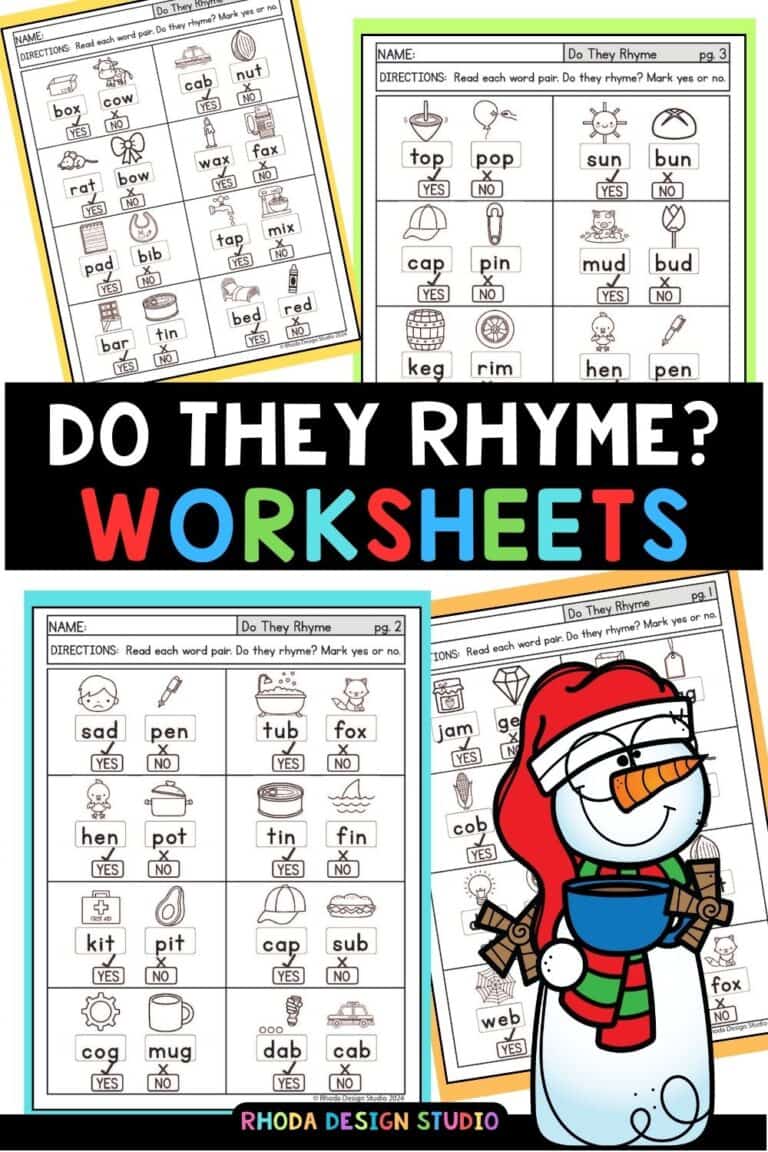 Do They Rhyme: Free CVC Word Worksheets