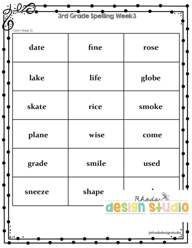 3rd Grade Spelling List-03