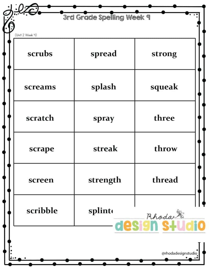 3rd Grade Spelling List-9