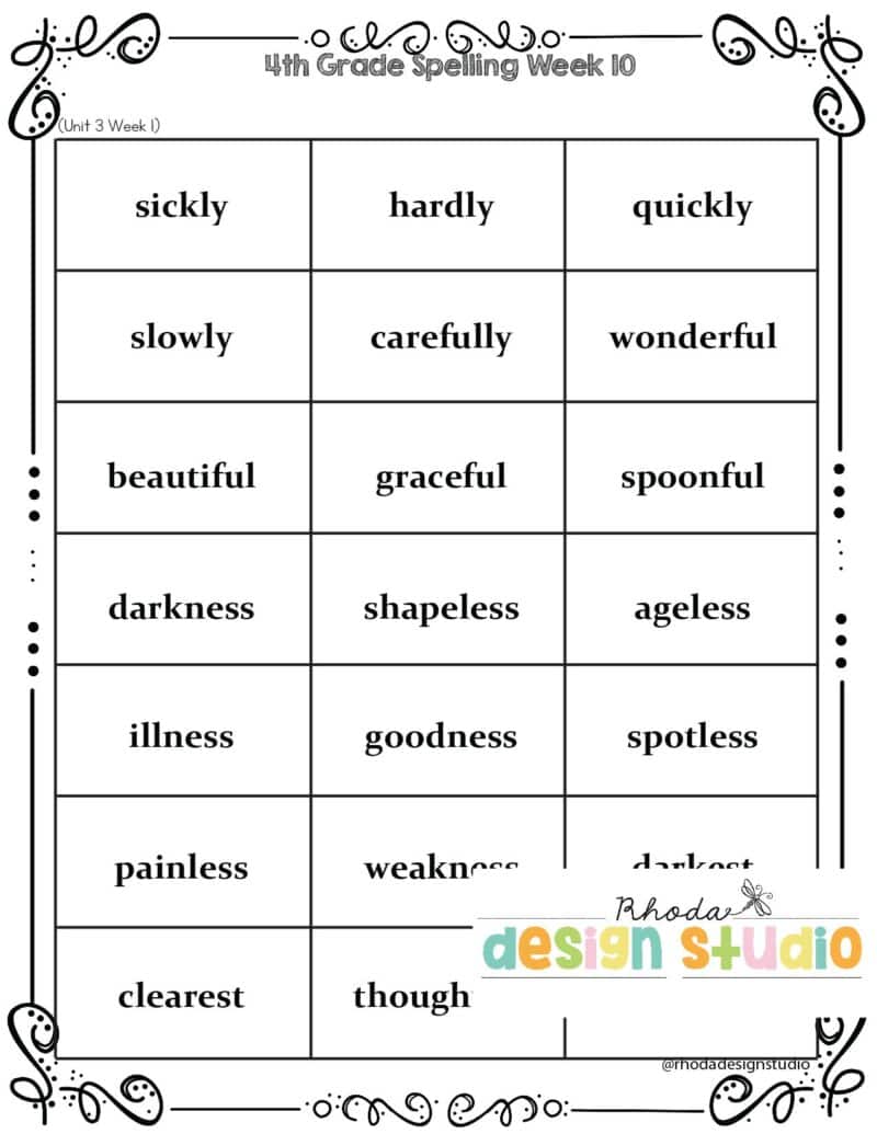 4th-grade-spelling-list-week-10