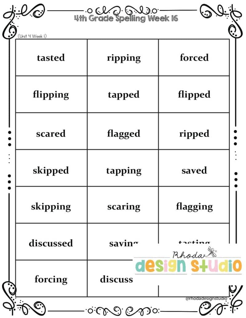 4th-grade-spelling-list-week-16