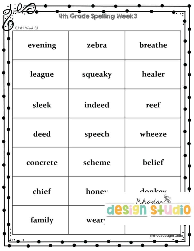 4th-grade-spelling-list-week-3