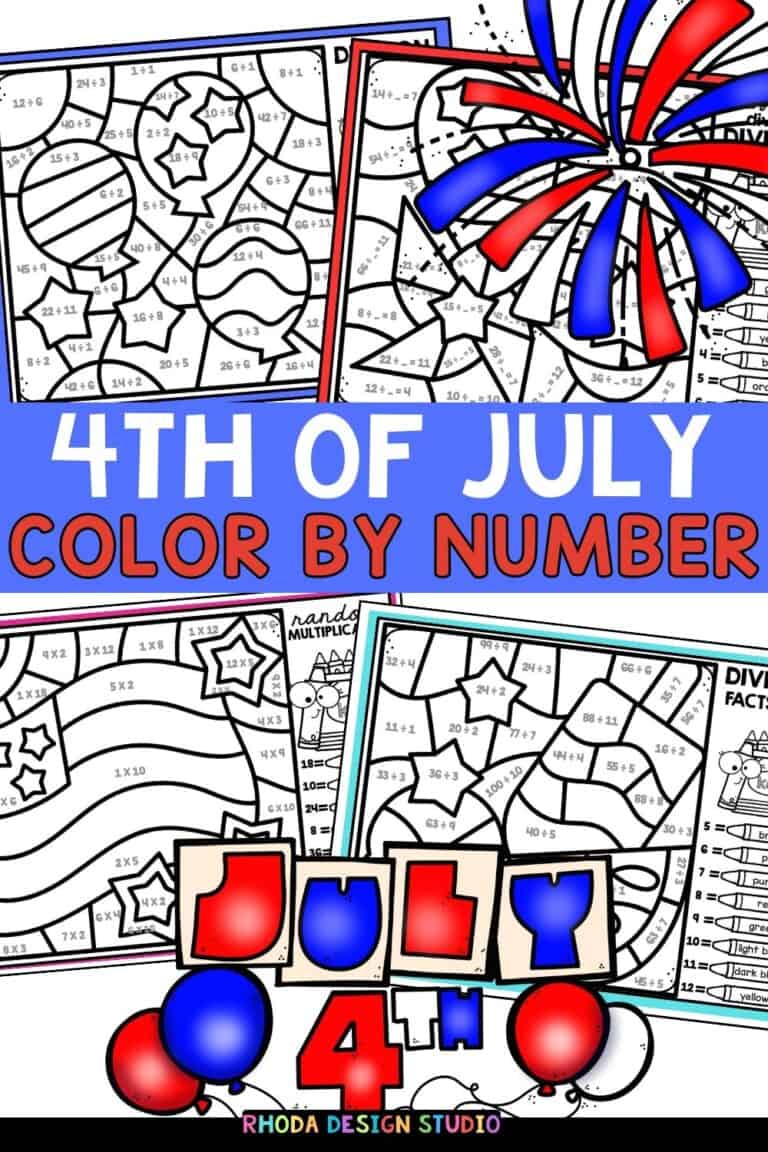 Free 4th of July Color by Number Worksheets