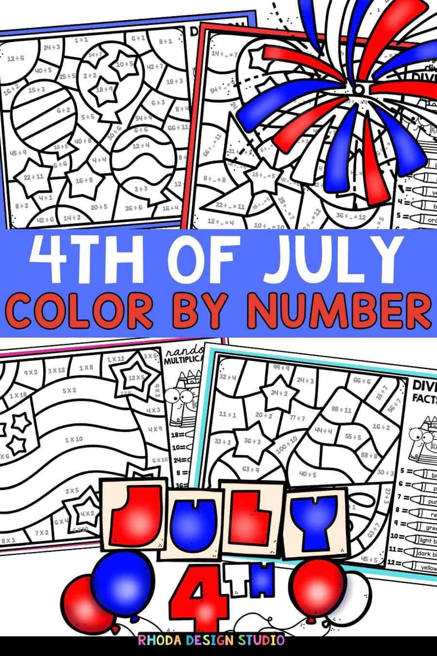 4th-of-July-color-by-number-worksheets