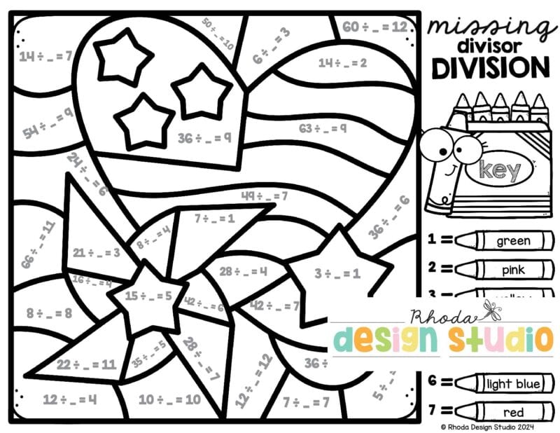 4th-of-july-color-by-number_division-missing-divisor