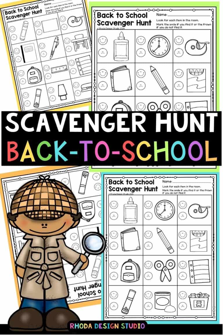 Free Back to School Scavenger Hunt Worksheets
