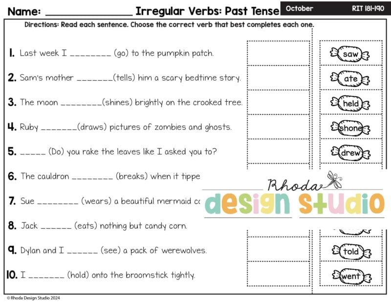 oct-ela-packet-irregular-verbs-past-tense