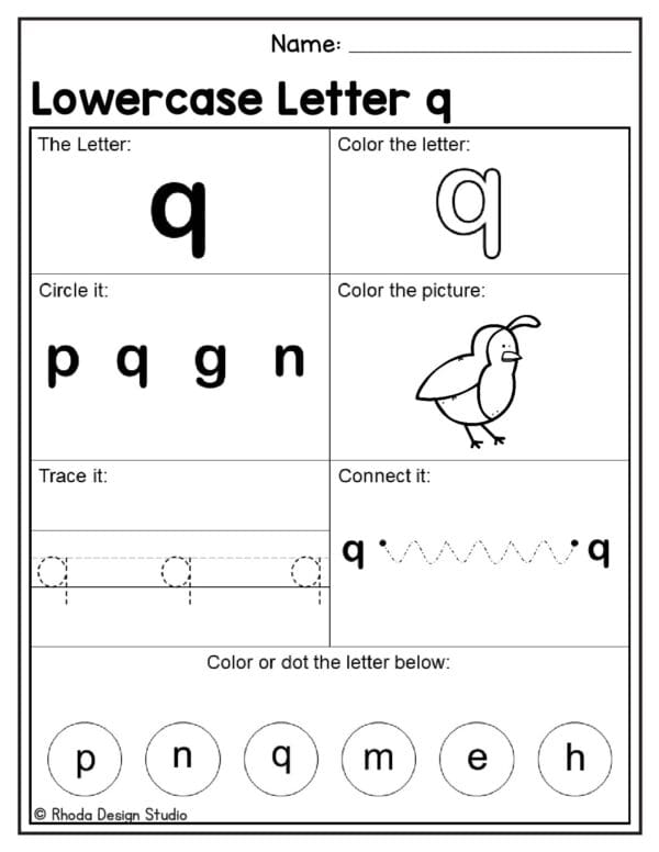 alphabet-lowercase-worksheet_Letter Q