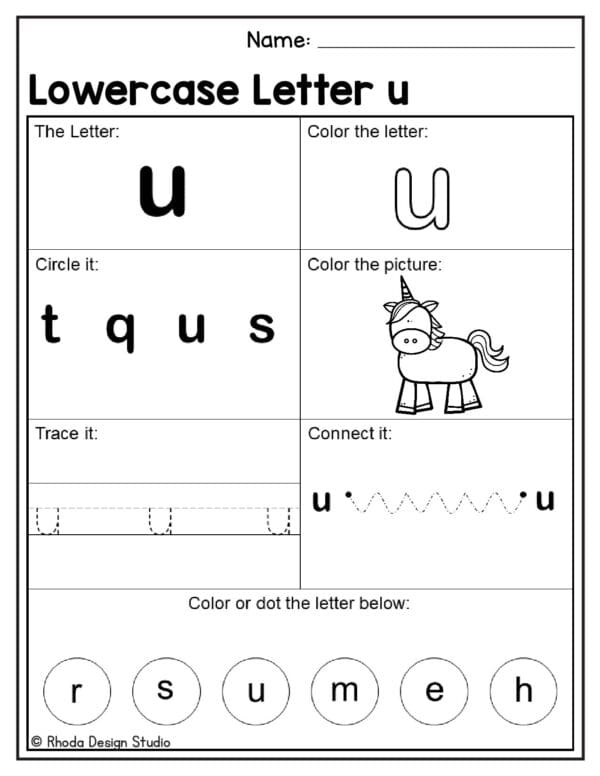 alphabet-lowercase-worksheet_Letter U