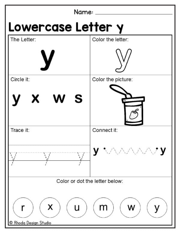 alphabet-lowercase-worksheet_Letter Y