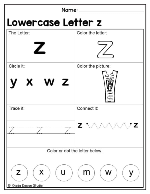 alphabet-lowercase-worksheet_Letter Z