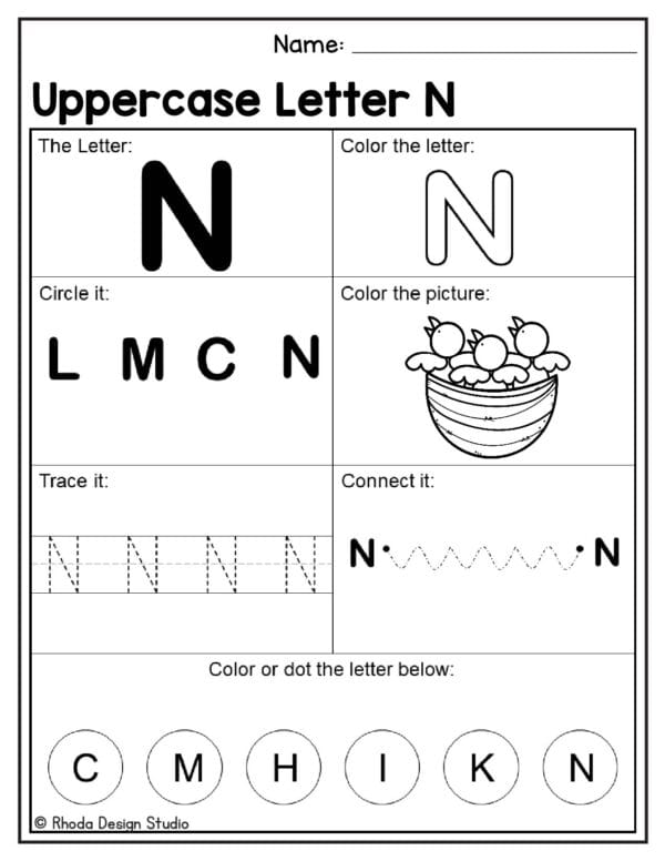 alphabet-uppercase-worksheet_Letter N