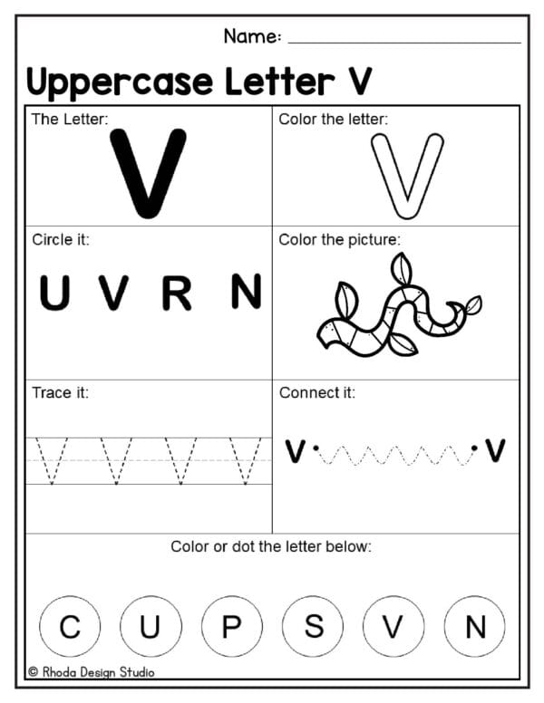 alphabet-uppercase-worksheet_Letter V