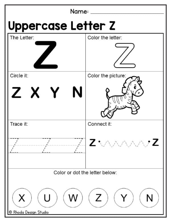 alphabet-uppercase-worksheet_Letter Z