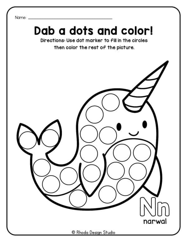 dot-marker-animals_Letter N