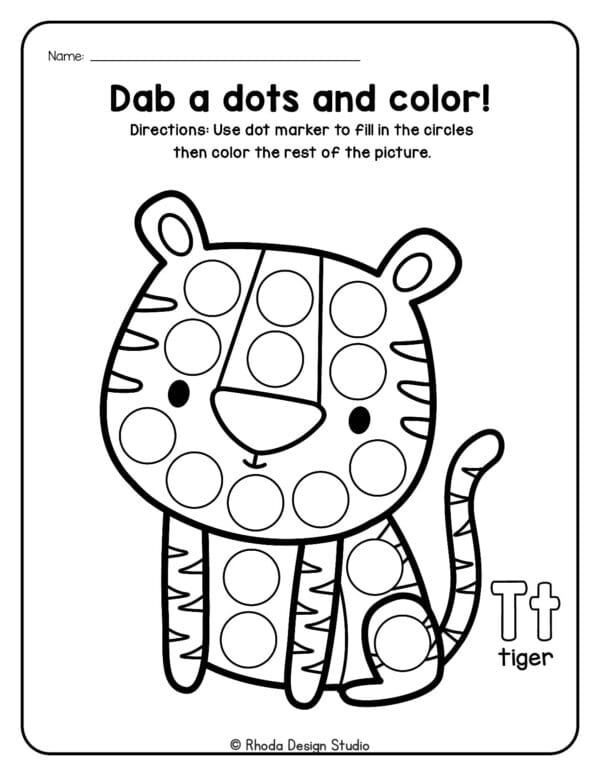 dot-marker-animals_Letter T