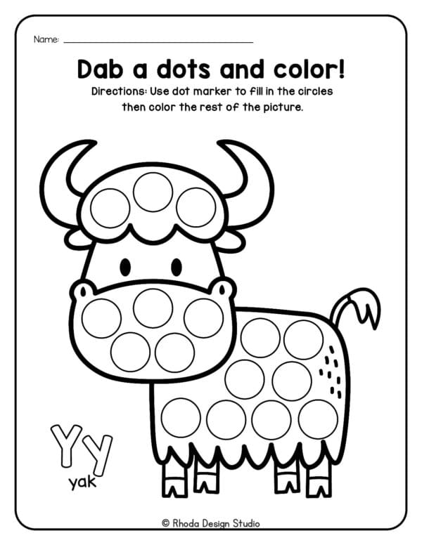 dot-marker-animals_Letter Y