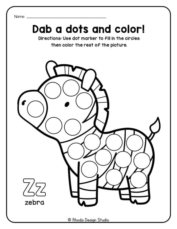 dot-marker-animals_Letter Z