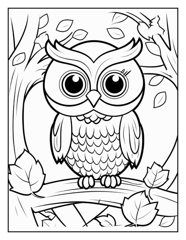 fall-coloring-pages-owl-tree-branch