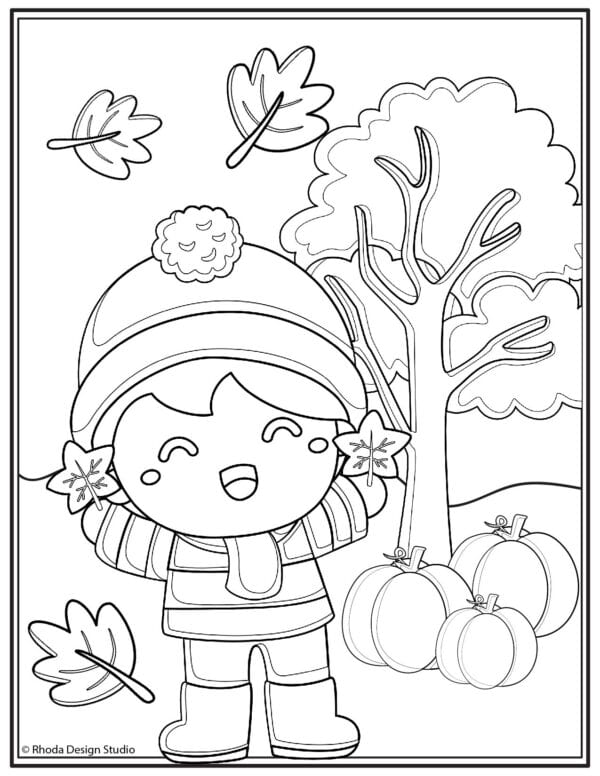 fall-coloring-pages_happy-kid