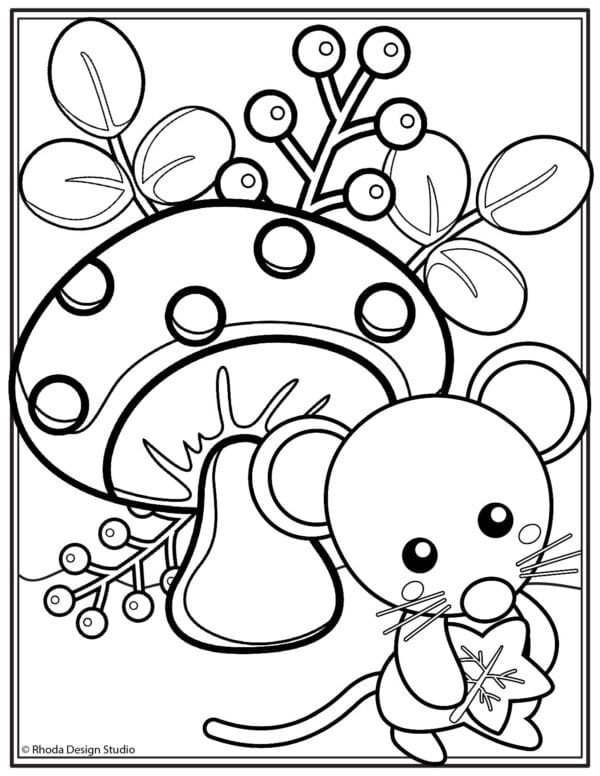 fall-coloring-pages_mouse-mushroom