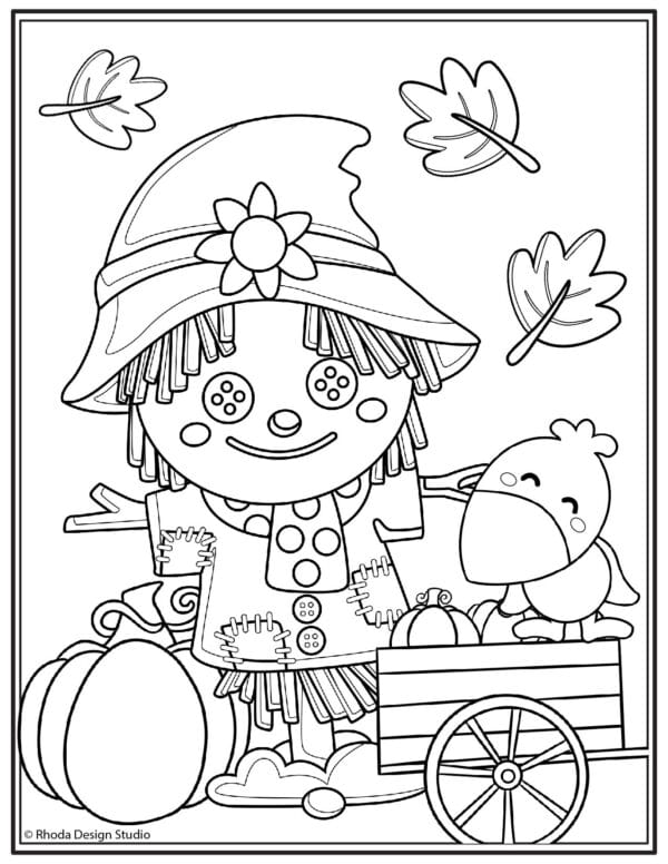 fall-coloring-pages_scarecrow-pumpkin