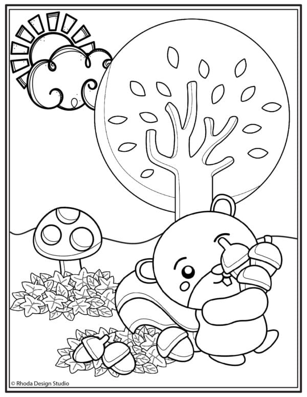 fall-coloring-pages_squirrel-acorns